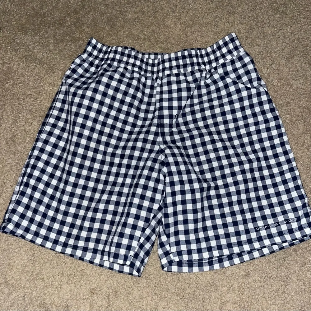 Columbia navy checkered swim trunk Shorts, size 10/12